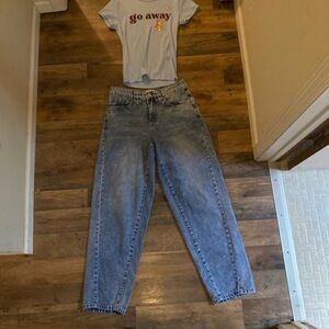 YMI Women's Blue Barrel Fit Jeans